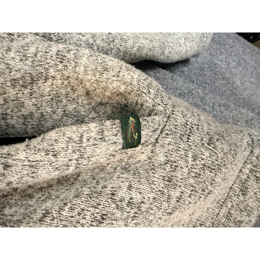 Orvis XXL Sherpa Lined 1/4 Zip Pullover‎ Gray Sweater Ripped Zip